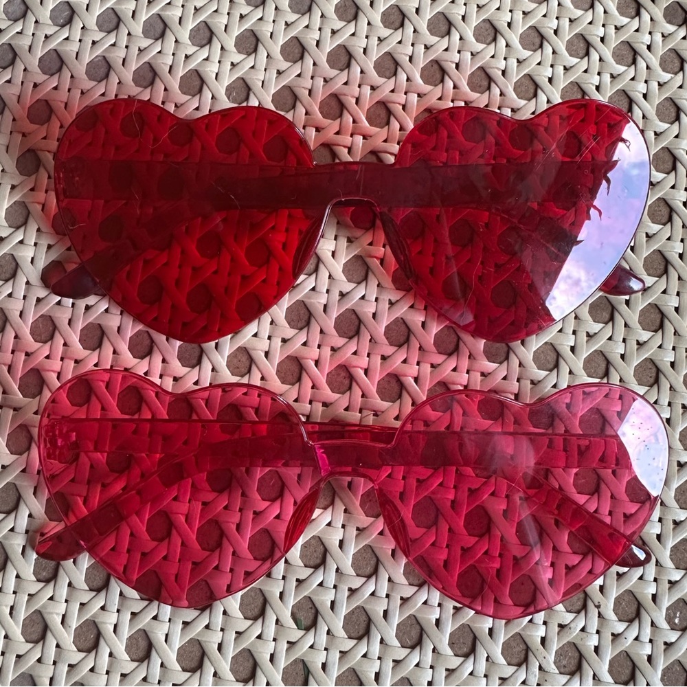 Pink & Red Rimless Heart Sunglasses Set